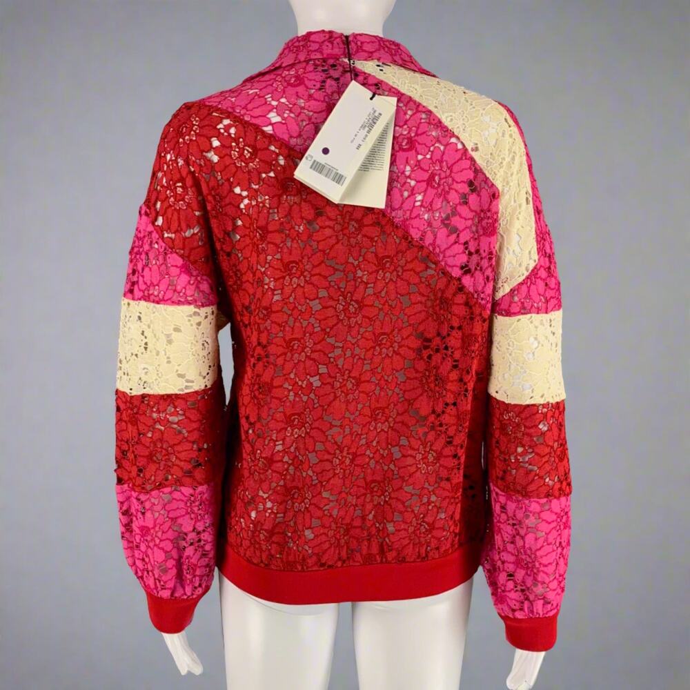 GUCCI Size XXS Red Pink Viscose Color Block Jacket - Picture 4 of 7